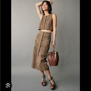 Sezane Rosalba Skirt Taupe - Size 2